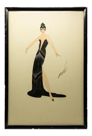 Mid 20th Century Erte' Black Gown