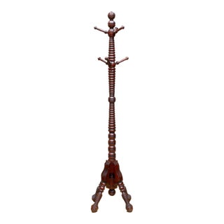 Antique Ribbed Mahogany Coat Rack For Sale