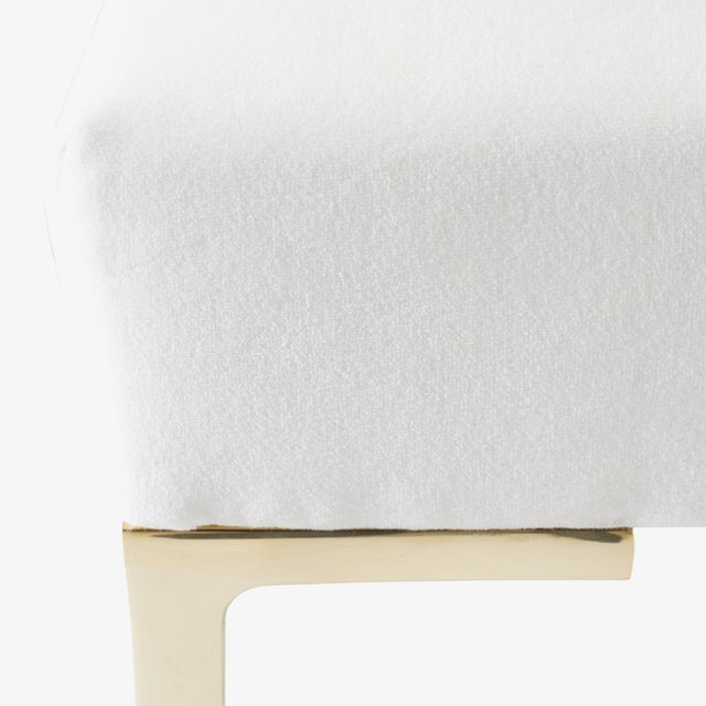Astor Petite Brass Ottoman in Snow Velvet by Montage For Sale In New York - Image 6 of 7