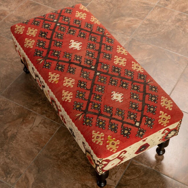 Mid-Century Nomadic Kilim Footstool For Sale - Image 9 of 9