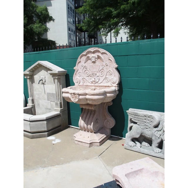 Monumental Italian Wall Fountain in Carved Verona Rossa Marble, Early 1900s For Sale - Image 10 of 12