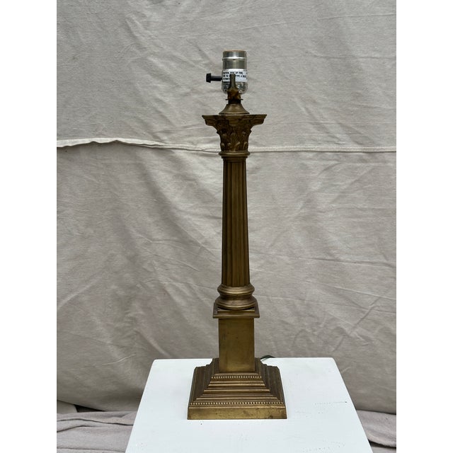 Traditional 1990s Brass Corinthian Column Lamp by Laura Ashley For Sale - Image 3 of 8