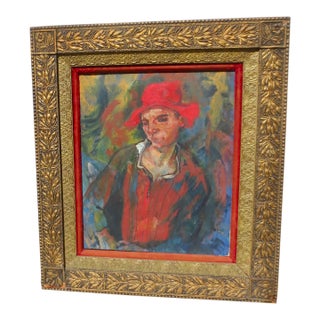 Expressionist Painting Red Hat Boy For Sale