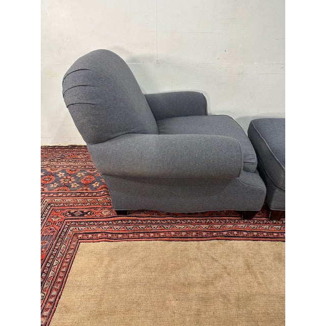 2000 - 2009 Lee Industries Club Chair and Ottomon For Sale - Image 5 of 8