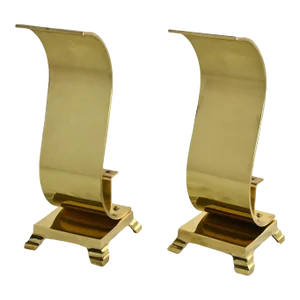 1960-1970Äôs MCM to Modern Andirons or Firedogs Solid Brass Wave Scroll or S Shaped