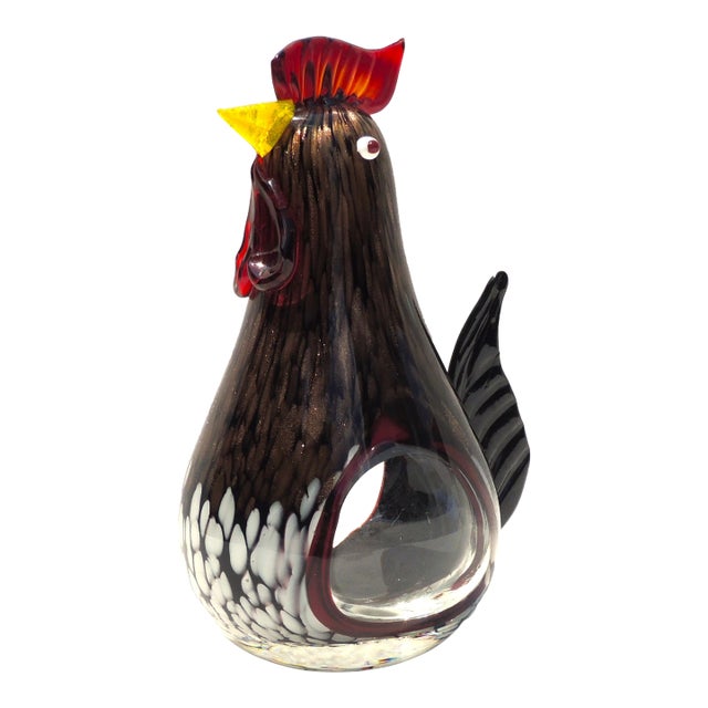 Large Vintage Italian Murano Figural Art Glass Rooster Chicken Figurine Sculpture For Sale