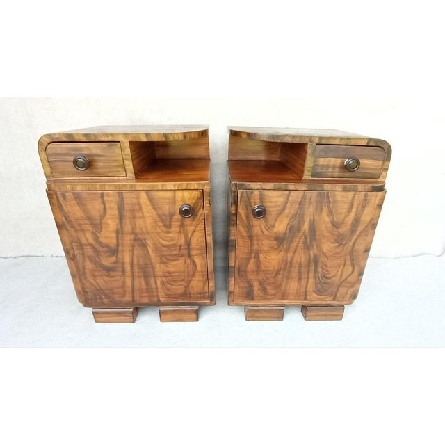 Mid-Century Modern Art Deco Bedside Tables by Jindrich Halabala, 1940s, Set of 2 For Sale - Image 3 of 18