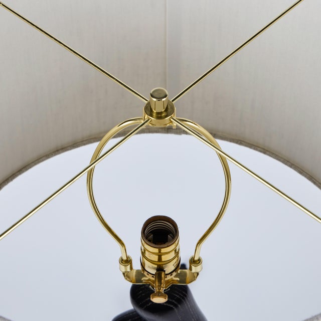 Black Rare Pair of French Sculptural Cerused Oak Lamps, 1950's For Sale - Image 8 of 8