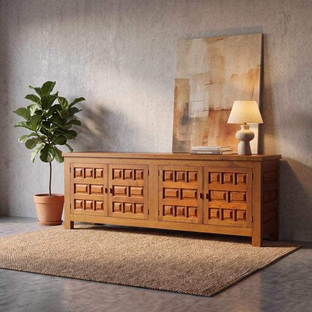 Brown French Oak Brutalist Sideboard, 1970s For Sale - Image 8 of 16