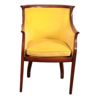 Late 19th Century Directoire English Chair With Brilliant Yellow Upholstery and Mahogany Frame For Sale