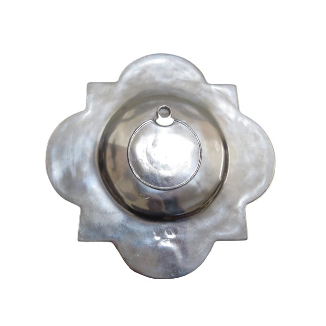 Match Quatrefoil Polished Pewter Wall Sconces - A Pair For Sale - Image 9 of 9
