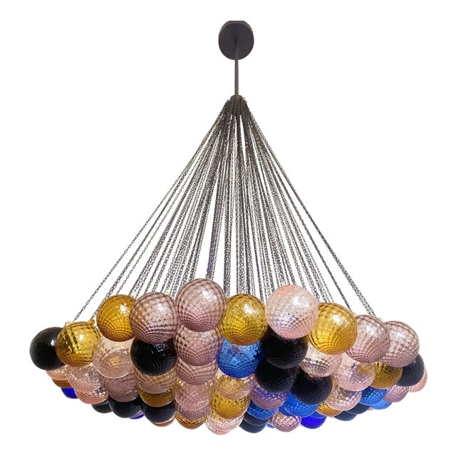 Scenographic Multicolor Ballotton Balls Murano Glass Chandelier by Simoeng For Sale