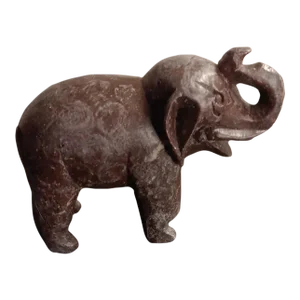1980s Carved Marble Trunk Up Elephant Figurine