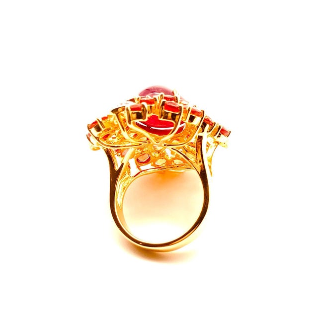 Baroque Bochic "Orient" Natural Ruby, Diamond & Sapphire Ring Set 18K Gold & Silver For Sale - Image 3 of 18