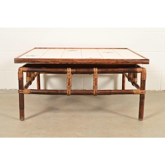A gorgeous mid-century Hollywood Regency Organic Modern coffee table or cocktail table By John Wisner for Ficks Reed, "Far...
