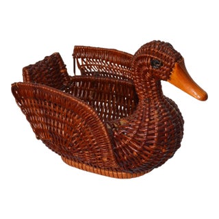 Late 20th Century Woven Duck Basket For Sale