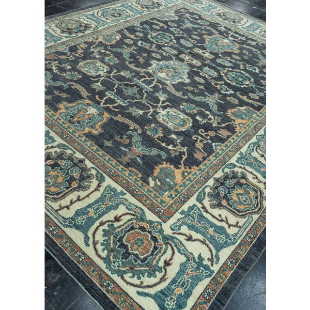 Navy Blue Turkish Oushak Antique Look Rug 8'3" x 10'4" #20067 For Sale - Image 8 of 8