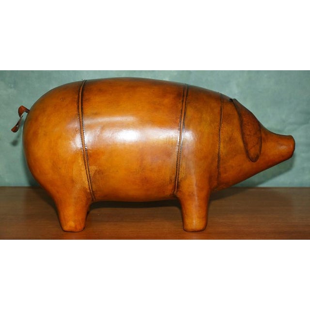 English Omersa Brown Leather Ottoman For Sale - Image 4 of 11