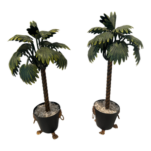 Pair of Tole Palm Trees in Planter Boxes