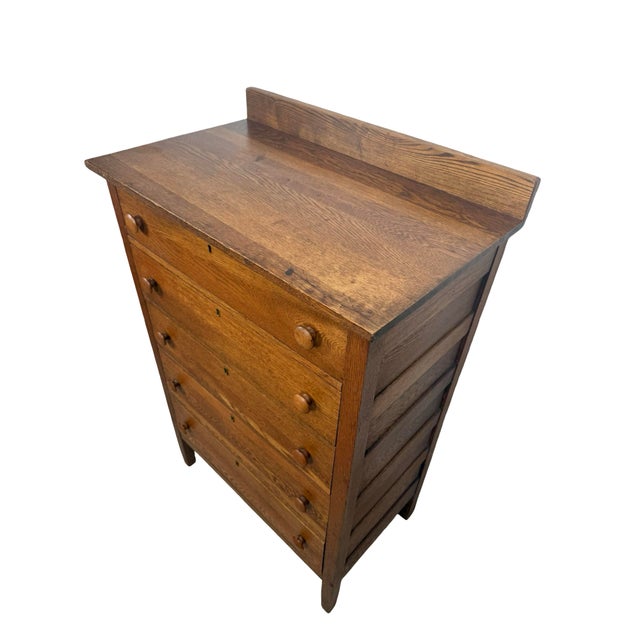 Early 20th Century Oak Five-Drawer Tall Chest of Drawers For Sale In Philadelphia - Image 6 of 17