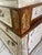 White Vintage Patinated Bombe Chest in Yellow Sage – Carved Details – French Provincial For Sale - Image 8 of 11