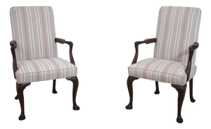Pair of Kittinger Mahogany Queen Anne Style Arm Chairs