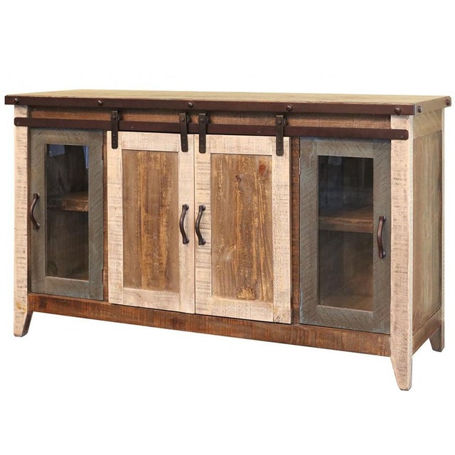 2020s Greenview Multi-Color Sliding Door Tv Stand - 60" For Sale - Image 5 of 6