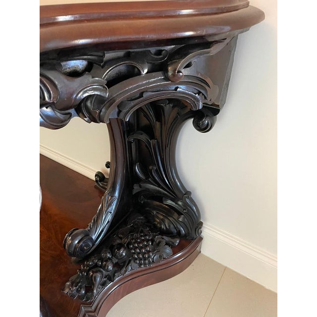 Large Antique Victorian Console Table in Carved Mahogany with Mirror Back For Sale - Image 15 of 18