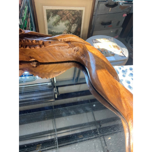 Nautical 1970s Medium Size Intricate Octopus Hand Carved Wooden Mirror For Sale - Image 3 of 12