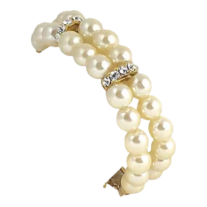 Faux Pearl Rhinestone Double Stand Bracelet