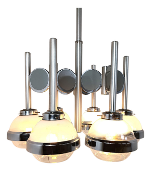 Vintage Italian Space Age Glass Globe Chandelier, 1970s