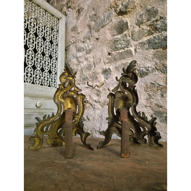 Antique French Bronze Andirons, 1900, Set of 2 For Sale - Image 11 of 16
