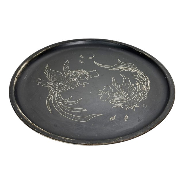 Black Painted Metal Tray, France, 1960 For Sale