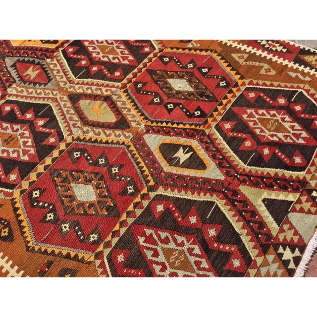 Vintage Turkish Kilim Rug - 134" X 66" For Sale - Image 9 of 11