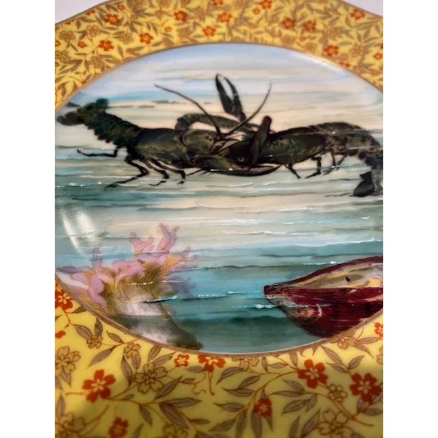 French Provincial Antique Limoges Porcelain Plates With Lobsters and Shells- Set of 3 For Sale - Image 3 of 12