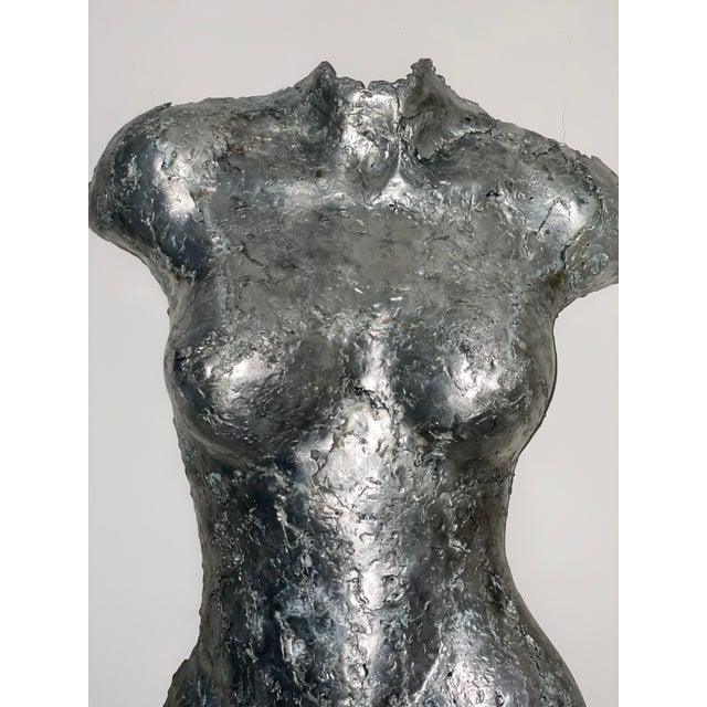 2000 - 2009 Vintage Pewter Female Torso Wall Sculpture by Rock Richardson Large Silver Figural Nude Art For Sale - Image 5 of 9