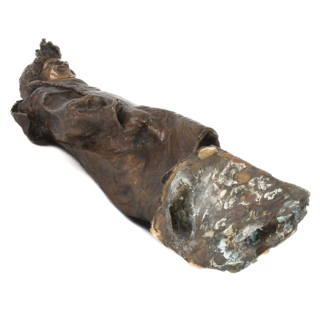 Bronze Antique Bronze Youthful Figure Sculpture in Playful Stance For Sale - Image 8 of 8