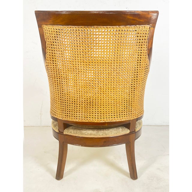 1980s English Regency Style Library Bergere in Mahogany and Cane For Sale - Image 5 of 8