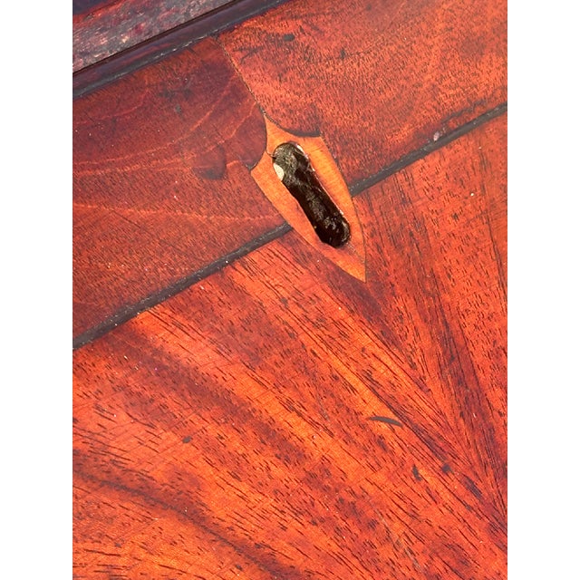 Antique George III Figured Mahogany Slant Lid Writing Desk With Rare Brass Pulls For Sale - Image 4 of 12