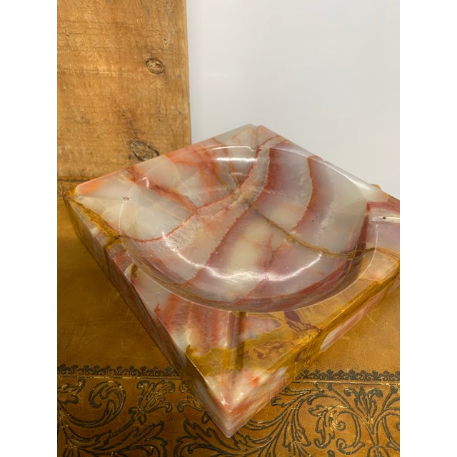 Mid 20th Century Mid-Century Modern Italian Square Onyx Marble Ashtray For Sale - Image 5 of 7