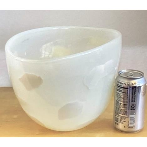 Henry Dean (Belgium) Signed Cased Art Glass Centerpiece Bowl (Translucent White With White Dots) Large, Vintage For Sale In Philadelphia - Image 6 of 16