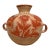 Vintage Mexican Folk Art Pottery Vase With Hand-Painted Terracotta Florals For Sale