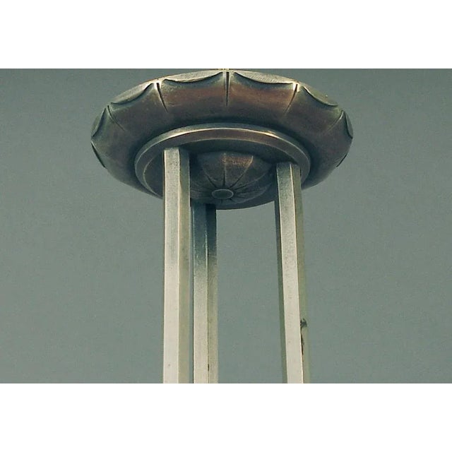 Silver 1920s French Art Deco Era Lighting Fixture Chandelier For Sale - Image 8 of 9