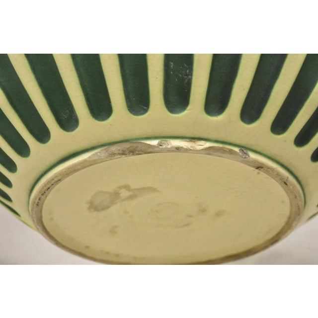Green Antique Roseville Corinthian Pattern Jardiniere Planter Pot & Rare Low Pedestal For Sale - Image 8 of 12