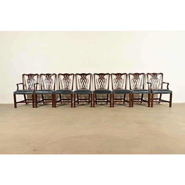 English Councill Craftsmen Georgian Carved Mahogany Dining Chairs, Set of Eight For Sale - Image 3 of 14