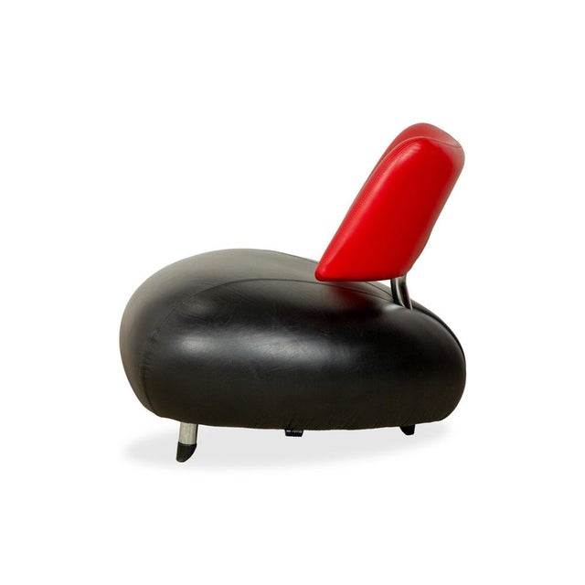 Pallone Armchair in Black and Red Leather from Leolux For Sale - Image 9 of 11