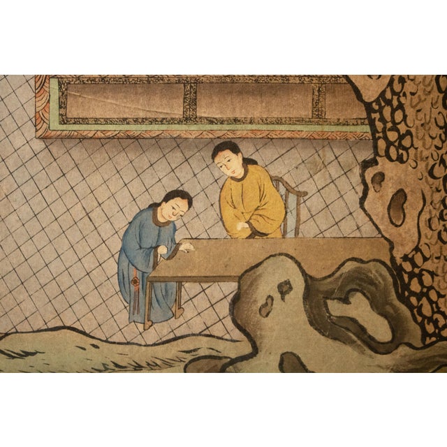 Wood "Imperial Palace", Large Vintage Painted Chinese Screen For Sale - Image 7 of 18
