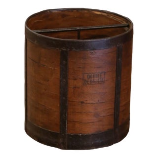 19th Century French Wood and Iron Double Decaliter Grain Measure For Sale
