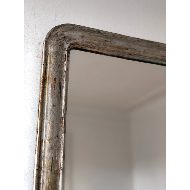 Antique French Louis Philippe Silvered Giltwood Mirror – Late 19th Century For Sale - Image 6 of 9