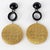 2000 - 2009 Angela Caputi Black and Gilded Resin Disk Dangle Clip Earrings- Set of 2 For Sale - Image 5 of 8